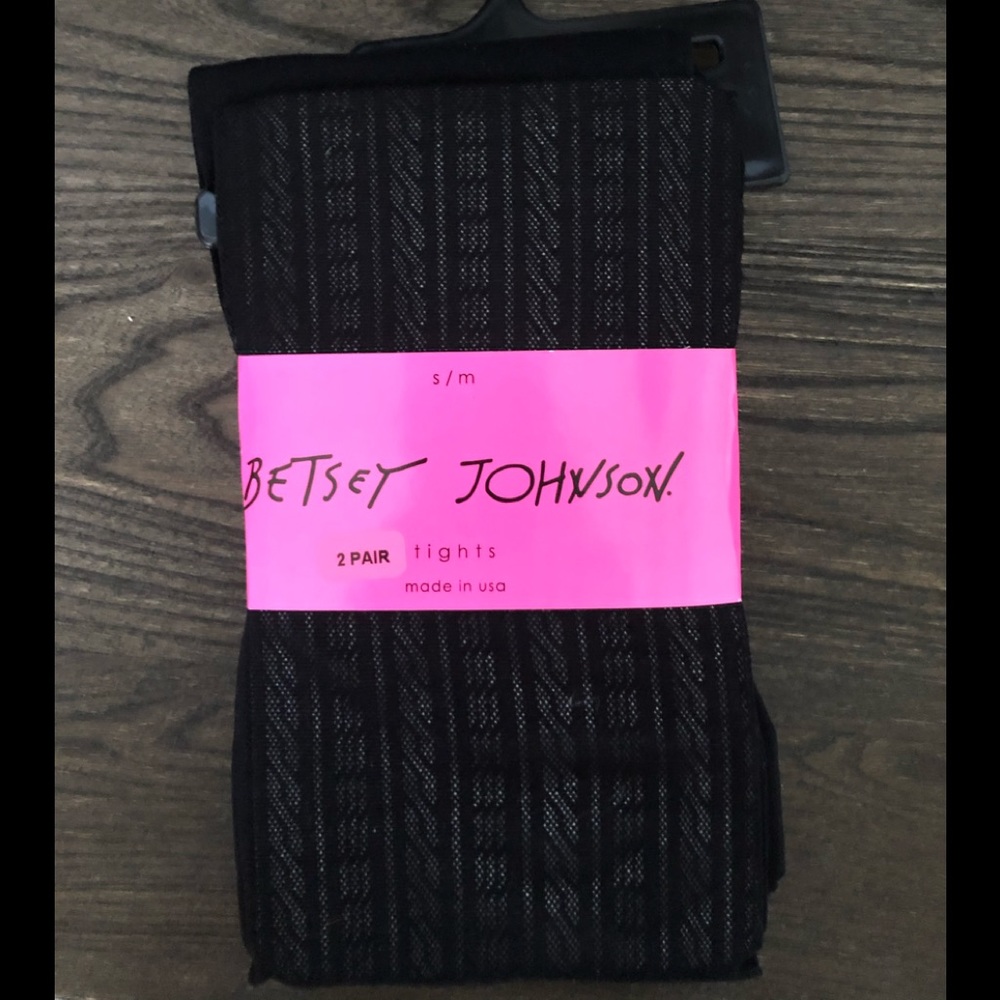 🏝5/$25 Betsey Johnson Black Tights 2 pairs  S/M